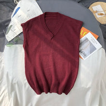 Load image into Gallery viewer, Sweater Vest Men Plus Size 2XL Spring Autumn Oversize Mens Vests Solid Simple All-match V-neck Couples Retro Khaki Soft Ulzzang