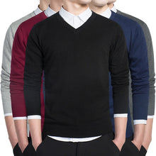 Load image into Gallery viewer, Sweater Men Casual V-Neck Pullover Men Slim Long Sleeve Mens Sweaters Knitted Pull Homme Men 2020 Autumn Sweater Black Clothing