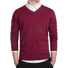 Load image into Gallery viewer, Sweater Men Casual V-Neck Pullover Men Slim Long Sleeve Mens Sweaters Knitted Pull Homme Men 2020 Autumn Sweater Black Clothing
