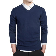 Load image into Gallery viewer, Sweater Men Casual V-Neck Pullover Men Slim Long Sleeve Mens Sweaters Knitted Pull Homme Men 2020 Autumn Sweater Black Clothing
